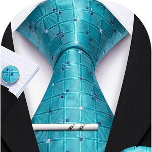 New Men Plaid/Striped Ties Set Silk Business Wedding Formal Fashion Necktie